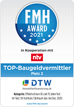 FMH-Award 2021 für DTW: Top Baugeldvermittler - Baufinanzierung