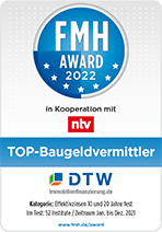 FMH-Award 2022 für DTW: Top Baugeldvermittler - Baufinanzierung