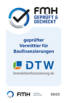 Auszeichnung "geprüfter Vermittler für Baufinanzierungen" für DTW von FMH